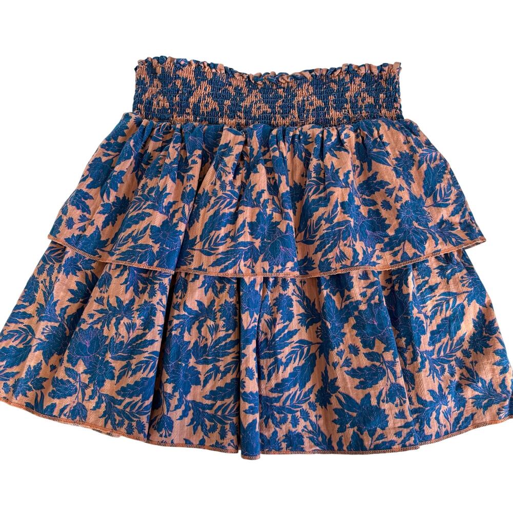 Universal Thread Pink & Blue Smocked Tiered Cotton Mini Skirt Womens Size Medium - Picture 6 of 7